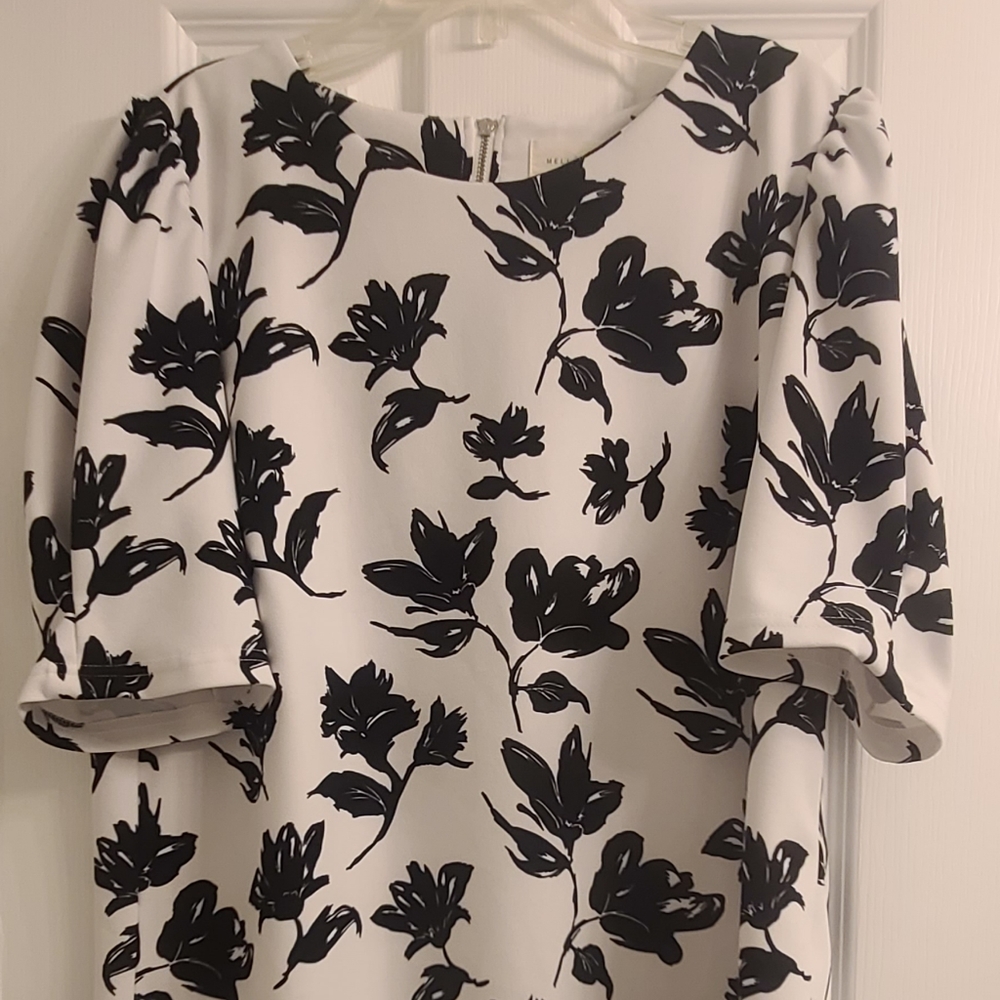 MELLODAY Black and White Floral Print Top XL